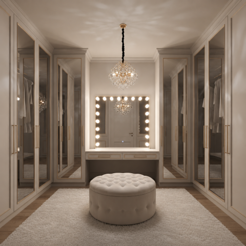 Iluminat Smart Home - Candelabru Cristal KONIG Nobile, 5xE14, D40 cm, Auriu, Inaltime Reglabila, Metal si Cristal