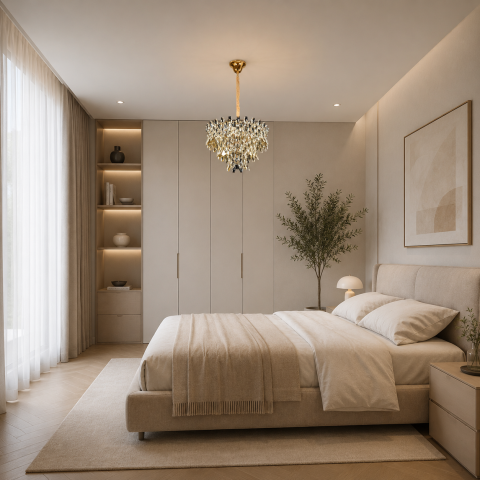 Lampi, Aplice si Corpuri de iluminat Smart - Candelabru Cristal KRAN Nobile, 6xE14, Inaltime Reglabila, Metal si Cristal, Auriu