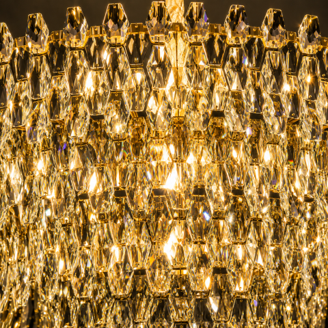 Candelabru Cristal KRAN Regalis, 18xE14, Inaltime Reglabila, Metal si Cristal, Auriu [3]