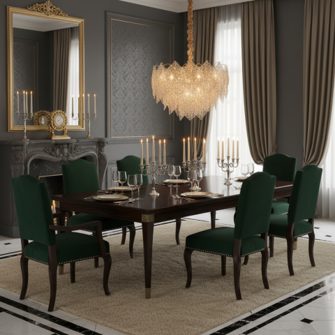 Candelabru Cristal LACE Eleganza 9xE14, Diametru 50cm, Inaltime 36cm, Auriu Lucios, Inaltime Reglabila, Design Elegant [1]