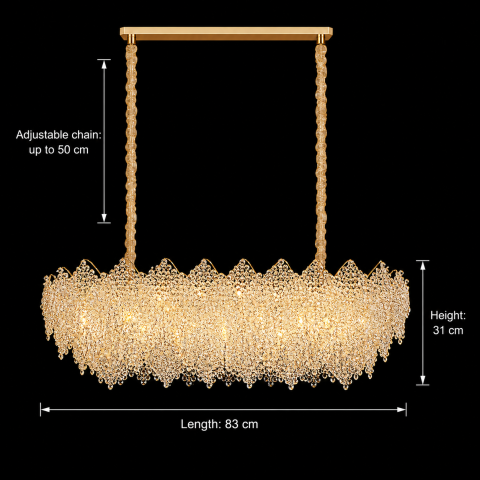 Candelabru Cristal LACE Royale 11xE14, Dimensiune 83x33 cm, Inaltime 31 cm, Auriu Lucios, Inaltime Reglabila, Design Elegant [3]