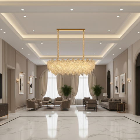 Candelabru Cristal LACE Royale 11xE14, Dimensiune 83x33 cm, Inaltime 31 cm, Auriu Lucios, Inaltime Reglabila, Design Elegant [1]
