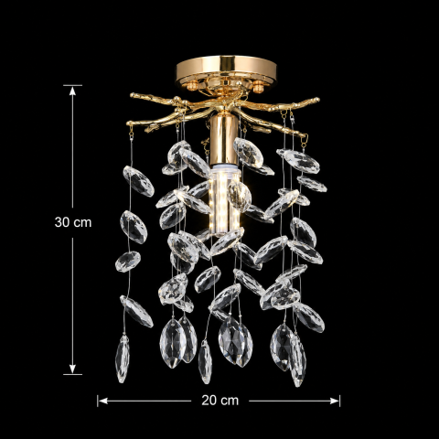 Candelabru Cristal LEAF Petito, Φ20cm, 1xE14, Auriu, Metal si Cristal [3]