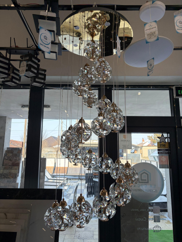 Candelabru Cristal LED KILKENNY Culmino, 144W, Lumina Neutra, Diametru 60cm, Auriu [1]