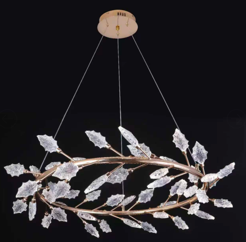 Candelabre LED Cristal Moderne - Candelabru Cristal, LED, TOCCATA Largo, 20W, lumina Calda/Neutra/Rece, Diametru 60cm, Auriu, Inaltime Reglabila