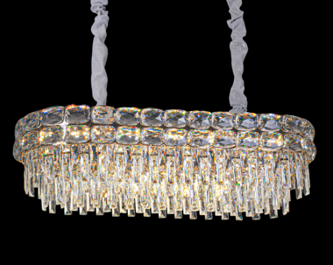 Candelabru Cristal LUCENT Regalis 28xE14, 85x35 cm, Auriu, Inaltime Reglabila, Metal si Cristal [1]