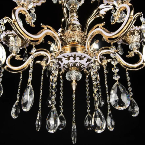 Candelabru Cristal Luciano, 6*E14, Auriu, Metal si Cristal [2]
