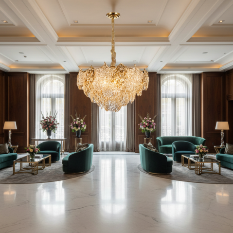 Candelabru Cristal LUXE Regalis, 21xE14, Diametru 80cm, Inaltime 45cm, Auriu Lucios, Inaltime Reglabila, Design Elegant [1]