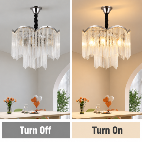 Candelabru Cristal MEKELLE Eleganza, 8x E14, Diametru 50cm, Metal si Cristal, Crom Lucios, Inaltime Reglabila [1]