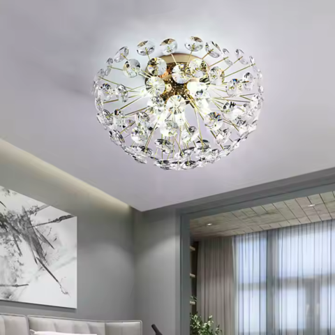 Iluminat Smart Home - Candelabru Cristal MINUE, 4x G9, Diametru 35cm, Auriu Lucios