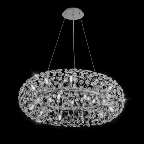 Candelabru Cristal MINUET 12x G9, Diametru 60cm, Argintiu Lucios, Inaltime Reglabila [1]