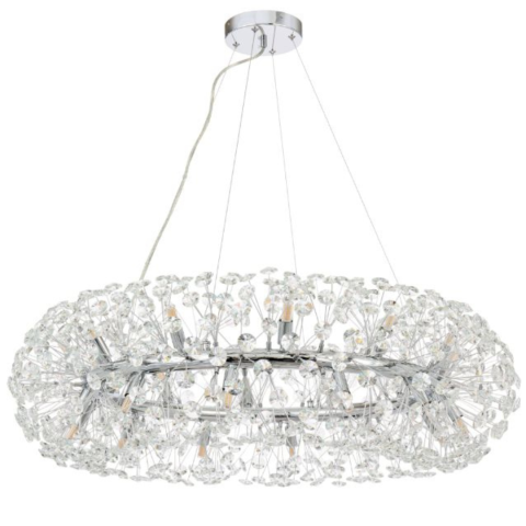 Candelabru Cristal MINUET 12x G9, Diametru 60cm, Argintiu Lucios, Inaltime Reglabila [2]
