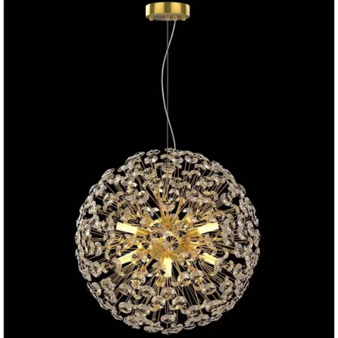 Candelabre LED Cristal Moderne - Candelabru Cristal MINUET 8x G9, Diametru 40cm, Auriu Lucios, Inaltime Reglabila