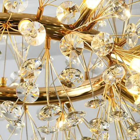 Candelabru Cristal MINUET 9x G9, Diametru 50cm, Auriu Lucios, Inaltime Reglabila [1]