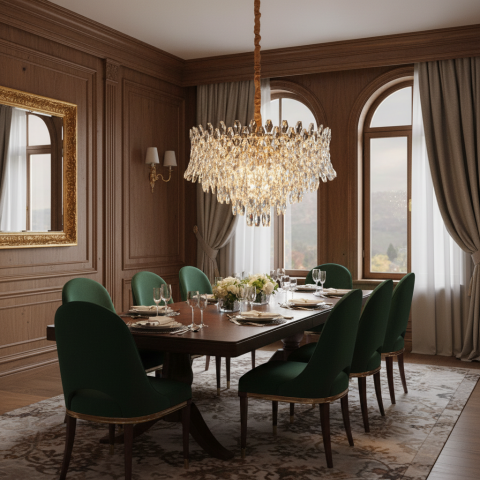 Candelabru Cristal MONARCH Eleganza 3xE14, Diametru 50cm, Inaltime 35cm, Auriu Lucios, Inaltime Reglabila, Design Elegant [3]