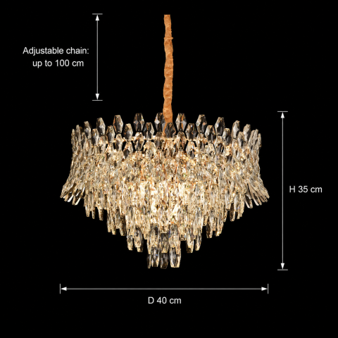 Candelabru Cristal MONARCH Nobile 3xE14, Diametru 40cm, Inaltime 35cm, Auriu Lucios, Inaltime Reglabila, Design Elegant [3]