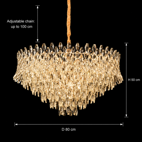 Candelabru Cristal MONARCH Regalis 19xE14, Diametru 80cm, Inaltime 50cm, Auriu Lucios, Inaltime Reglabila, Design Elegant [3]