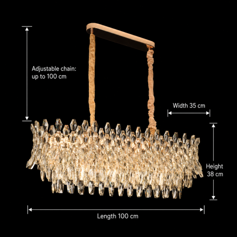 Candelabru Cristal MONARCH Supremo 14xE14, Dimensiune 100x35 cm, Inaltime 38 cm, Auriu Lucios, Inaltime Reglabila, Design Elegant [3]
