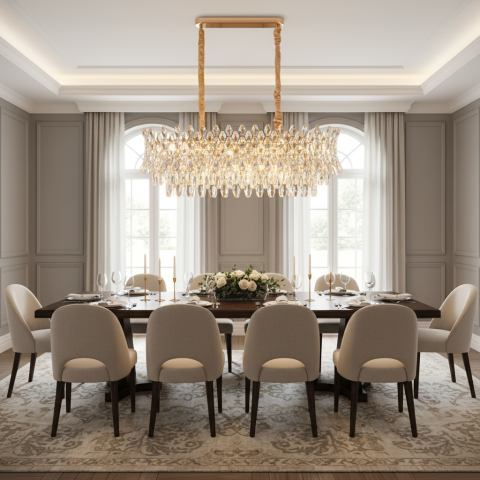 Candelabru Cristal MONARCH Supremo 14xE14, Dimensiune 100x35 cm, Inaltime 38 cm, Auriu Lucios, Inaltime Reglabila, Design Elegant [2]