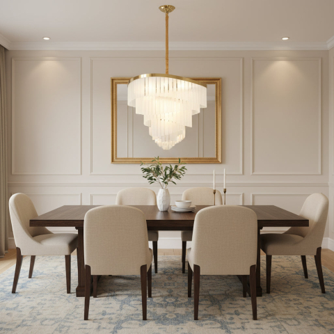 Iluminat Smart Home - Candelabru Cristal MUNTEAN Regalis, 15xE14, D80 cm, Metal si Cristal, Auriu