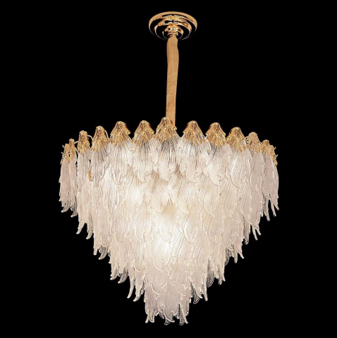Candelabru Cristal MURANO Regalis 16xE14, D80 cm, Auriu, Inaltime Reglabila, Metal si Cristal [3]