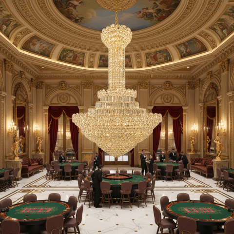 Candelabru Cristal PALAIS Grande 65xE14, Diametru 150cm, Inaltime 240cm, Auriu Lucios, Inaltime Reglabila, Design Elegant [2]