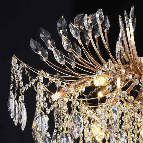Candelabru Cristal PALERMO Regalis, 12x E14, Diametru 80cm, Auriu [3]