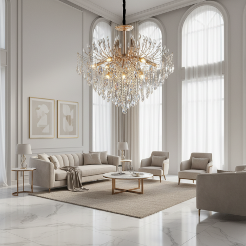 Candelabru Cristal PALERMO Regalis, 12x E14, Diametru 80cm, Auriu [1]