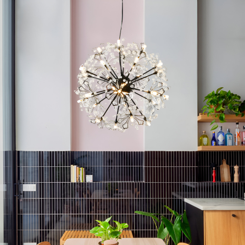 Candelabre LED Cristal Moderne - Candelabru Cristal PETERHOF Eleganza, Ø50cm, 18x G4, Diametru 49cm, Negru