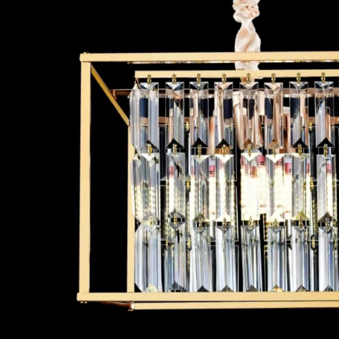 Candelabru Cristal, CC1676/650X200GD, 3xE14, Auriu Lucios, Inaltime Reglabila, Metal si Cristal [1]