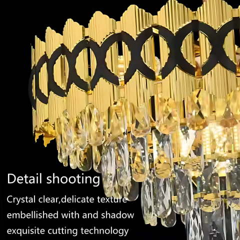 Candelabru Cristal PIERREFONDS Nobile 5xE14, Diametru 38.5cm, Auriu Lucios, Inaltime Reglabila [1]