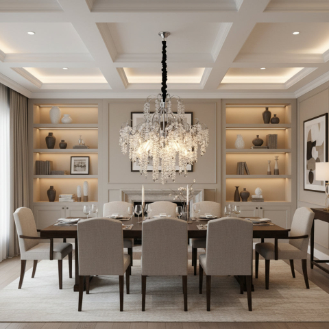 Produse Alessandro - Candelabru Cristal PUBU Eleganza, 5x E14, Diametru 50cm, Crom
