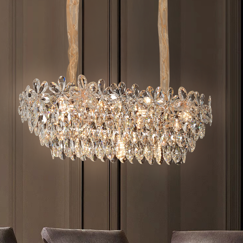 Candelabre LED Cristal Moderne - Candelabru Cristal Regalis 11x E14, 80cm, Auriu Lucios, Inaltime Reglabila, Metal si Cristal
