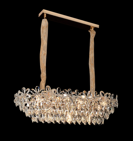 Candelabru Cristal Regalis 11x E14, 80cm, Auriu Lucios, Inaltime Reglabila, Metal si Cristal [2]