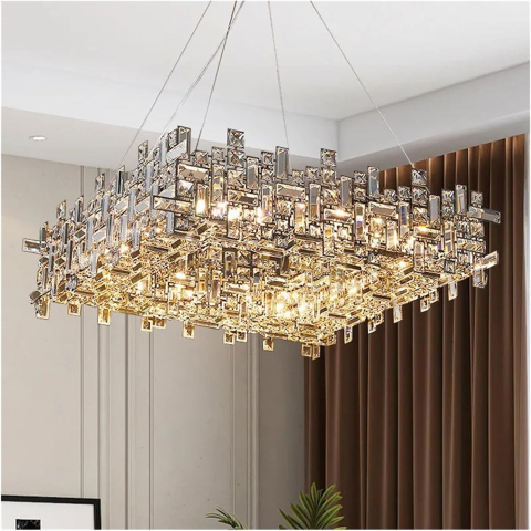 Candelabru Cristal RZ-2/500x500GD , 10xE14, Diametru 50cm, Auriu Lucios, Inaltime Reglabila, Design Elegant [1]