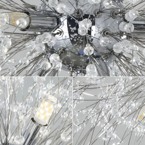 Candelabru Cristal Schonbrunn, 12x G9, Diametru 60cm, Argintiu Lucios, Inaltime Reglabila [1]