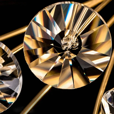 Candelabru Cristal SEGOVIA Magno 12x E14, Diametru 60cm, Auriu Lucios, Inaltime Reglabila [1]