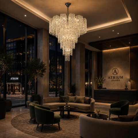 Candelabru Cristal TAGISH Supremo 19xE14, Diametru 80cm, Metal si Cristal, Crom Lucios, Inaltime Reglabila [2]