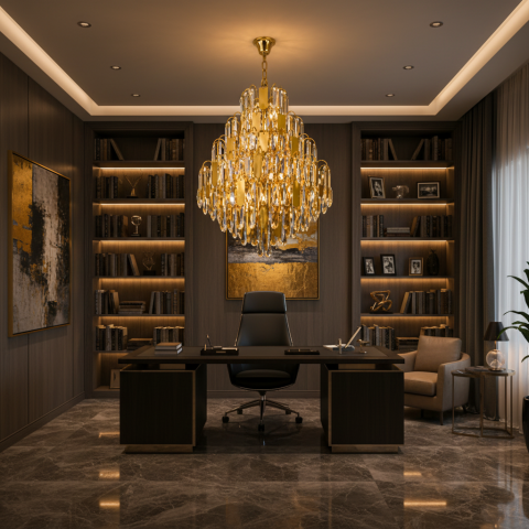 Lampi, Aplice si Corpuri de iluminat Smart - Candelabru Cristal TIER Nobile 8xE14, D40 cm, Auriu, Inaltime Reglabila, Metal si Cristal