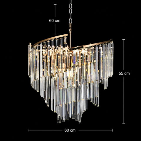 Candelabru Cristal TWEEZE Magno, Φ60cm, 12xE14, Auriu, Metal si Cristal [3]
