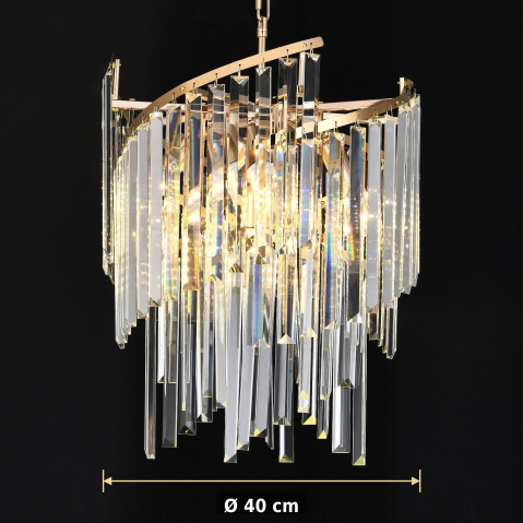 Candelabru Cristal TWEEZE Nobile, 6xE14, D40 cm, Auriu, Metal si Cristal [3]