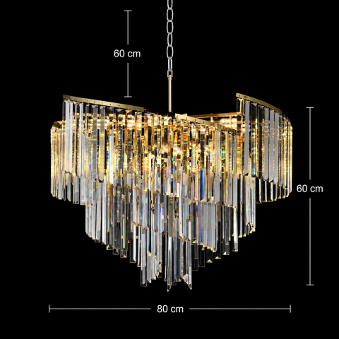 Candelabru Cristal TWEEZE Regalis, Φ80cm, 16xE14, Auriu, Metal si Cristal [2]