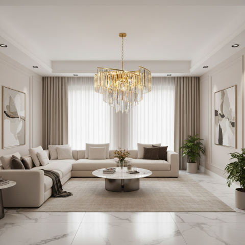 Iluminat Smart Home - Candelabru Cristal TWEEZE Regalis, Φ80cm, 16xE14, Auriu, Metal si Cristal