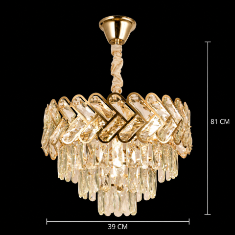 Candelabru Cristal VECTOR Nobile 5xE14, Diametru 39cm, Auriu Lucios, Inaltime Reglabila, Metal si Cristal [3]