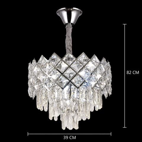 Candelabru Cristal VECTORIA Nobile 5xE14, Diametru 39cm, Crom Lucios, Inaltime Reglabila, Metal si Cristal [3]