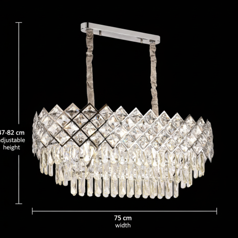Candelabru Cristal VECTORIA Supremo, 10xE14, Diametru 75x39cm, Crom Lucios, Inaltime Reglabila, Metal si Cristal [3]