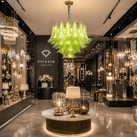 Lampi, Aplice si Corpuri de iluminat Smart - Candelabru Cristal VERDANT Magno 7xE14, D60 cm, Verde, Inaltime Reglabila, Metal si Cristal