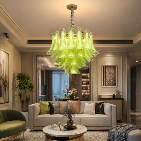 Candelabru Cristal VERDANT Magno 7xE14, D60 cm, Verde, Inaltime Reglabila, Metal si Cristal [1]
