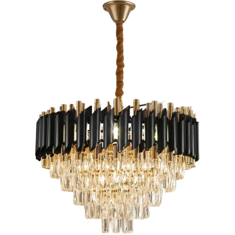 Candelabru Cristal VERSAILLES Eleganza 8x E14, Diametru 50cm, Negru, Auriu Lucios, Inaltime Reglabila [3]