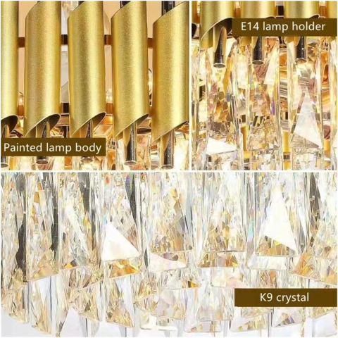 Candelabru Cristal VERSAILLES Supremo, CC900/800GD, 12xE14, Diametru 80cm, Auriu Lucios, Inaltime Reglabila, Metal si Cristal [3]